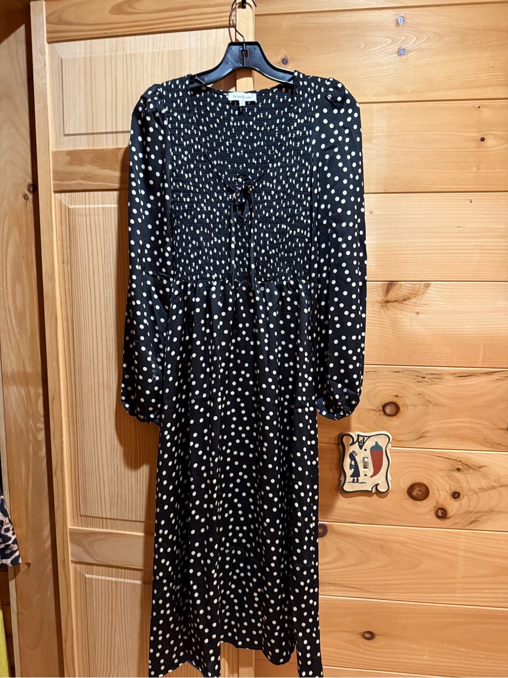 Heartloom Black and White Polka Dot Midi Dress